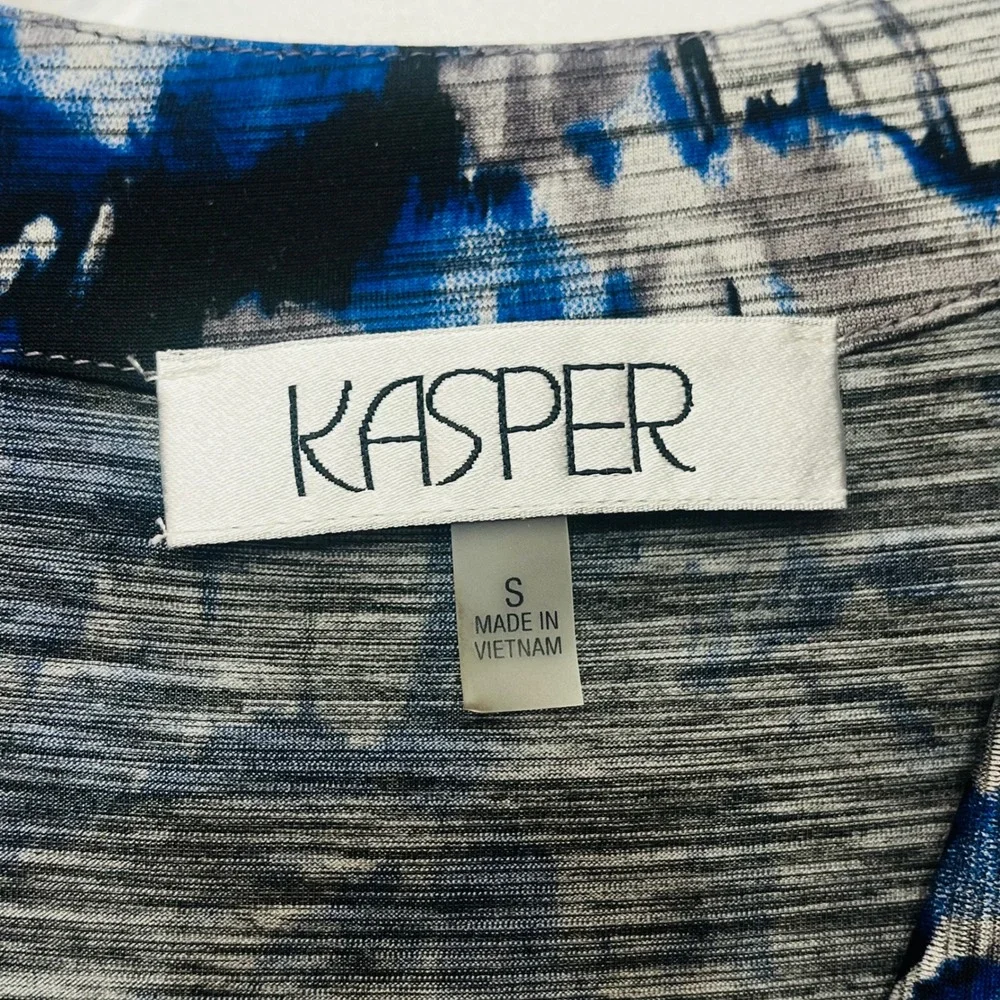 Kasper Sleeveless Cowl Neck Top Abstract Print‎ Blouse Blue Black Size S - Picture 5 of 7